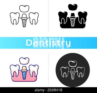 Dental implants procedure icon Stock Vector