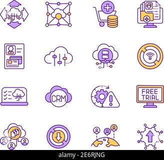 IoT services RGB color icons set Stock Vector