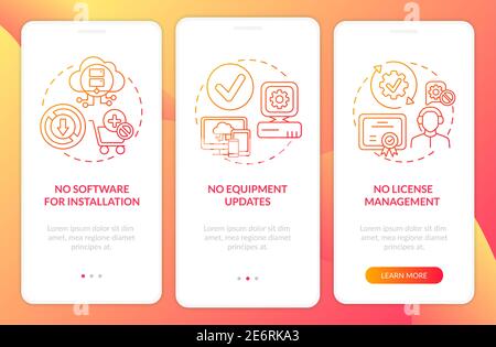 SaaS benefits onboarding mobile app page screen with concepts Stock Vector