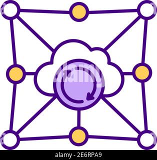 Cloud-based storage service RGB color icon Stock Vector
