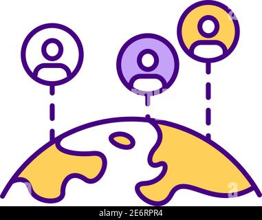 Worldwide connection RGB color icon Stock Vector