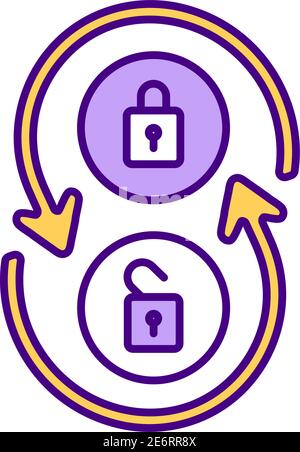 Secure and insecure access RGB color icon Stock Vector