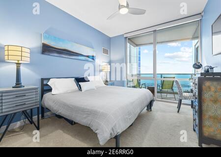 Apartment interior in Chicago overlooking Lake Michigan Stock Photo