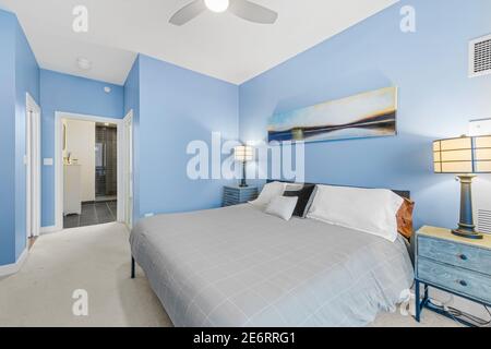 Apartment interior in Chicago overlooking Lake Michigan Stock Photo