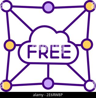 Free cloud computing usage RGB color icon Stock Vector