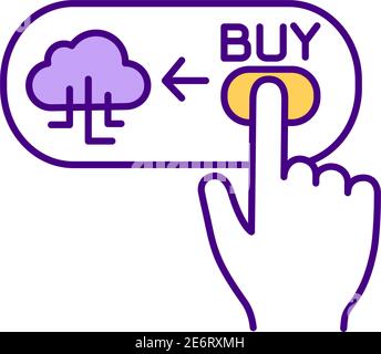 Cloud database buying RGB color icon Stock Vector