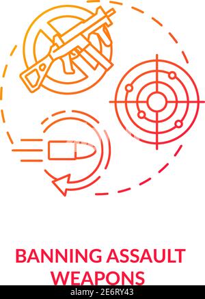 Ban assault weapons red gradient concept icon Stock Vector
