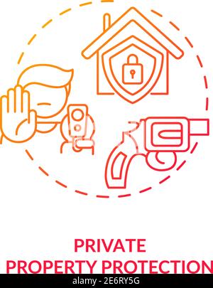 Private property protection red gradient concept icon Stock Vector