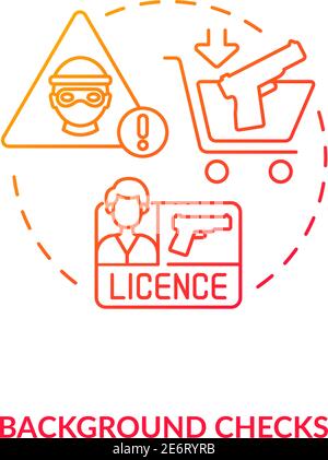Background check red gradient concept icon Stock Vector