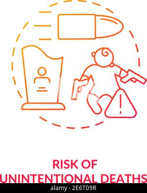 Risk of unintentional deaths red gradient concept icon Stock Vector
