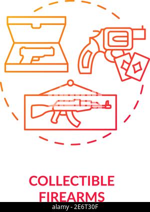 Collectible firearms red gradient concept icon Stock Vector