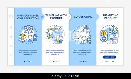 Collaborative creation types onboarding vector template Stock Vector