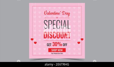 Valentine sale poster, Valentine social media post and flyer Stock Vector