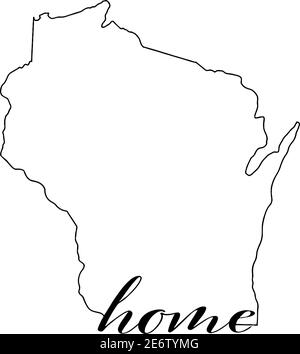 Wisconsin state map outline with the word home Stock Vector