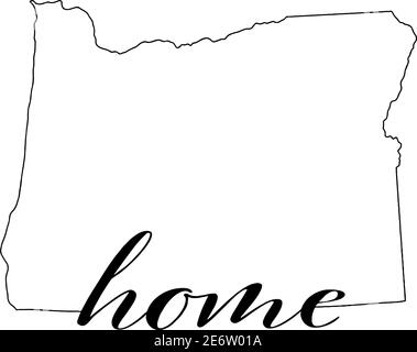 Oregon state map outline with the word home written in the outline vector illustration on white background Stock Vector