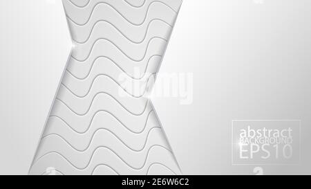 EPS10 monochrome abstract vector background. Graphic effect based on curved lines in relief with their shadows. Above two plates with bright edges. Stock Vector