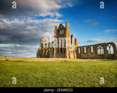 The Beautiful Ruins of Whitby Abbey in Yorkshire England Stock Photo