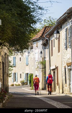 France, Lot, Lendou-en-Quercy, Lascabanes hamlet, hike on the Via Podiensis, one of the pilgrim routes to Santiago de Compostela or GR 65 Stock Photo
