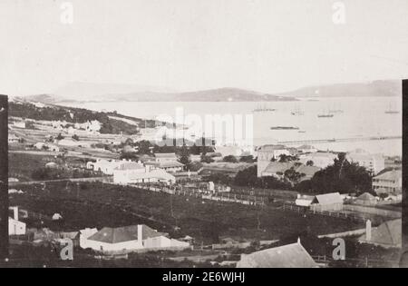 Vintage 19th century photograph: ships at anchor, Princess Royal Harbour and Albany, Western Australia. Stock Photo