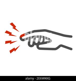 Finger pain line icon, Body pain concept, Injured finger sign on white background, Acute finger pain icon in outline style for mobile concept and web Stock Vector