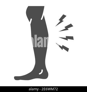 Shin hurts solid icon, Body pain concept, Shin pain sign on white background, leg injured in shin area icon in glyph style for mobile concept and web Stock Vector