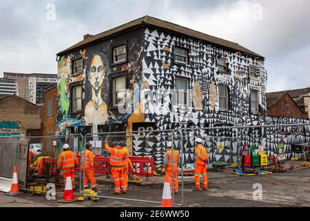 Old building near to HS2 development building works, Digbeth, Birmingham. UK Stock Photo