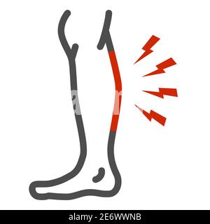 Shin hurts line icon, Body pain concept, Shin pain sign on white background, leg injured in shin area icon in outline style for mobile concept and web Stock Vector