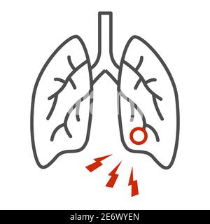 Lung infection thin line icon, Health problems concept, pneumonia sign on white background, lung disease icon in outline style for mobile concept and Stock Vector