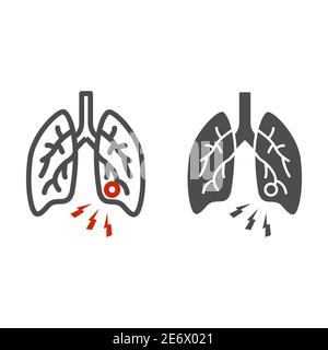 Lung infection line and solid icon, Health problems concept, pneumonia sign on white background, lung disease icon in outline style for mobile concept Stock Vector
