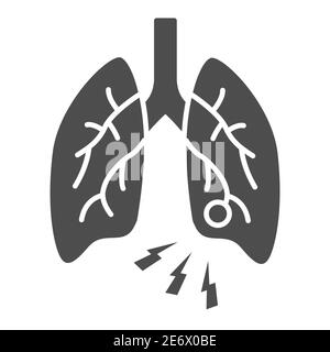 Lung infection solid icon, Health problems concept, pneumonia sign on white background, lung disease icon in glyph style for mobile concept and web Stock Vector