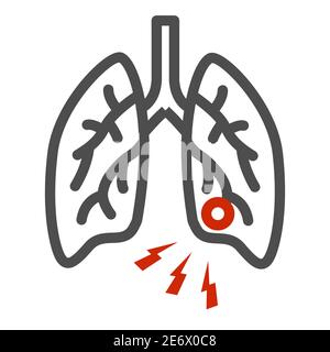 Lung infection line icon, Health problems concept, pneumonia sign on white background, lung disease icon in outline style for mobile concept and web Stock Vector