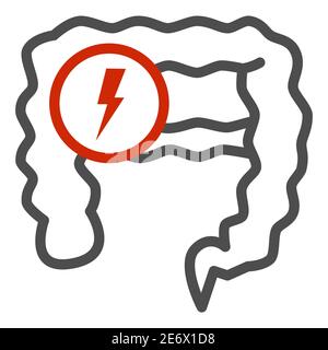 Problems in intestine line icon, Health and medical concept, Gut constipation sign on white background, Intestinal pain icon in outline style for Stock Vector