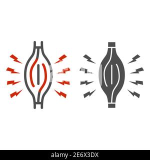 Muscle pain line and solid icon, Body pain concept, Muscle ache sign on white background, muscle spasm icon in outline style for mobile concept and Stock Vector