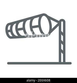 Cone meteorology windsock line icon, golf concept, Wind direction indicator sign on white background, wind vane icon in outline style for mobile Stock Vector