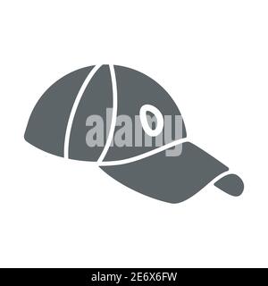 Golf cap solid icon, clothing concept, cap sign on white background, sport hat icon in glyph style for mobile concept and web design. Vector graphics. Stock Vector