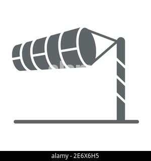 Cone meteorology windsock solid icon, golf concept, Wind direction indicator sign on white background, wind vane icon in glyph style for mobile Stock Vector