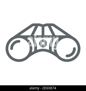 Binoculars line icon, equipment for golfing concept, Binocular field glasses sign on white background, Binoculars device icon in outline style for Stock Vector