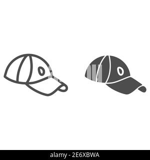 Golf cap line and solid icon, clothing concept, cap sign on white background, sport hat icon in outline style for mobile concept and web design Stock Vector