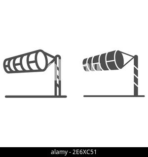 Cone meteorology windsock line and solid icon, golf concept, Wind direction indicator sign on white background, wind vane icon in outline style for Stock Vector