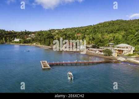 Caribbean, Dominica Island, Toucari Bay north of Portsmouth (aerial view) Stock Photo
