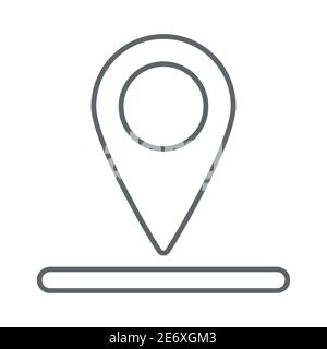 Location of golf hole on map thin line icon, golf concept, Golf position sign on white background, pin golf logo icon in outline style for mobile Stock Vector