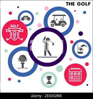Modern golf Infographic design template. Sports Infographic visualization in bubble design on white background. Golf game template for presentation Stock Vector