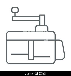Vegetable slicer thin line icon, Kitchen appliances concept, Kitchen domestic electrical equipment sign on white background, Automatic vegetable Stock Vector