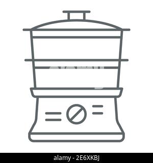 Double boiler thin line icon, Kitchen appliances concept, steamer sign on white background, Double boiler icon in outline style for mobile concept and Stock Vector