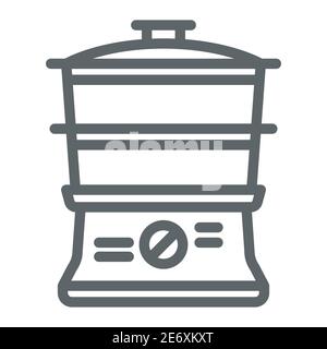 Double boiler line icon, Kitchen appliances concept, steamer sign on white background, Double boiler icon in outline style for mobile concept and web Stock Vector