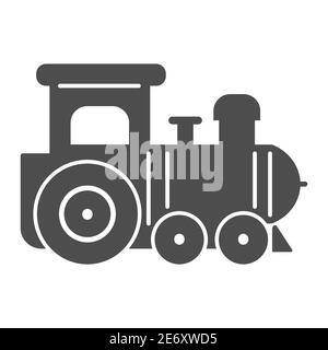 Engine toy solid icon, Kids toys concept, little train sign on white background, Locomotive toy icon in glyph style for mobile concept and web design Stock Vector