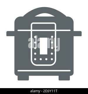 Slow cooker solid icon, Kitchen appliances concept, Electric pan sign on white background, Multicooker icon in glyph style for mobile concept and web Stock Vector