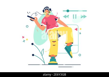 Person listen to music Stock Vector