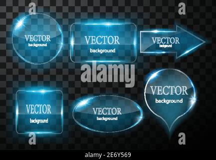 Glass vector button plane. Easy editable background Stock Vector
