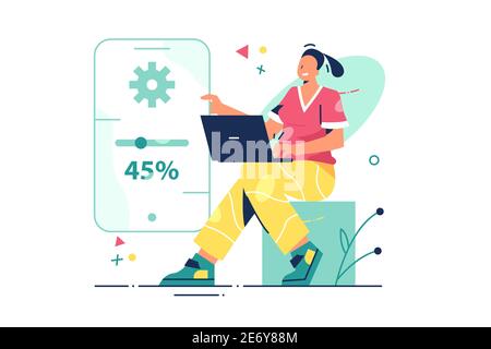 Woman work on renewal Stock Vector